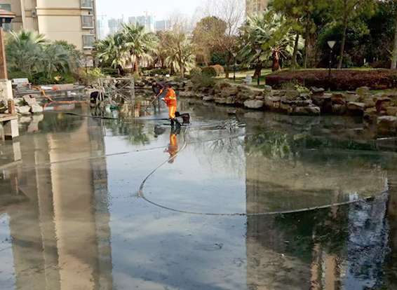 仁布景观池淤泥清理